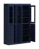 72" Navy Blue Solid Wood Six Door Pantry Or Storage Closet