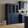 72" Navy Blue Solid Wood Six Door Pantry Or Storage Closet