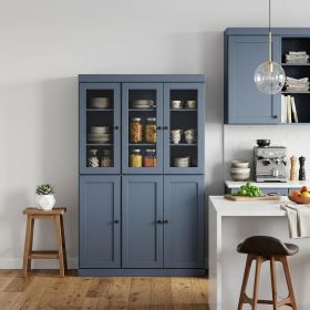 72" French Blue Solid Wood Six Door Pantry Or Storage Closet
