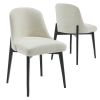Set of Two White and Black Chenille Dining Side Chairs
