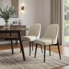 Set of Two White and Black Chenille Dining Side Chairs