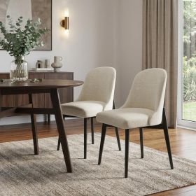 Set of Two White and Black Chenille Dining Side Chairs