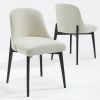 Set of Two White and Black Chenille Dining Side Chairs