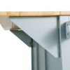 53" Brown and Blue Wood Flat Door Rolling Kitchen Cart With Storage