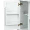 53" Brown and White Wood Flat Door Rolling Kitchen Cart With Storage