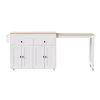 51" Brown and White Wood Flat Door Rolling Kitchen Cart