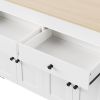 51" Brown and White Wood Flat Door Rolling Kitchen Cart