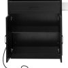 55" Brown and Black Wood Flat Door Kitchen Cart