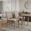 Set of Two Gray And Natural Slipcovered Olefin And Aluminum Slat Back Dining Side Chairs