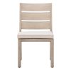 Set of Two Gray And Natural Slipcovered Olefin And Aluminum Slat Back Dining Side Chairs