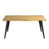 63" Walnut And Black Wood And Iron Live Edge Dining Table