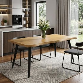 63" Walnut And Black Wood And Iron Live Edge Dining Table