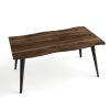 63" Walnut Wood And Iron Dining Table
