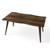 63" Walnut Wood And Iron Dining Table