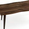 63" Walnut Wood And Iron Dining Table