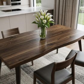 63" Walnut Wood And Iron Dining Table
