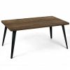 63" Walnut And Black Wood And Iron Dining Table