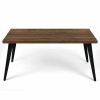 63" Walnut And Black Wood And Iron Dining Table