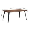 63" Walnut And Black Wood And Iron Dining Table