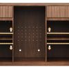 53" Walnut Wood Ribbed Texture Bar Cabinet With Two Doors And Two Drawers