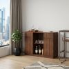 53" Walnut Wood Ribbed Texture Bar Cabinet With Two Doors And Two Drawers