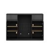 53" Black Wood Ribbed Texture Bar Cabinet With Two Doors And Two Drawers