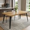 63" Natural And Black Wood And Iron Dining Table