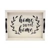 16" White And Black Wood Home Sweet Home Serving Tray With Handles And LED Lights