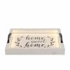 16" White And Black Wood Home Sweet Home Serving Tray With Handles And LED Lights