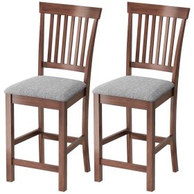 chairsCounter Height Bar Stools with Padded Seat, High Back Kitchen Chairs Set of 2 for Dining Room, Gray and Dark Brown