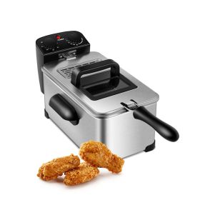 Deep Fryer with Timer for Household & Commercial (Color: Silver, type: Deep Fryer)