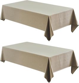 2 Pack Rectangle Tablecloth, 52x70 inch, Water Resistant Wrinkle Free Linen Textured Table Cloth Washable, Decorative Fabric Table Cover for Dining (Color: Mocha)